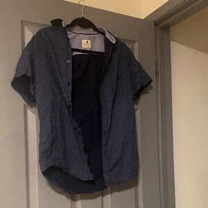 Navy Blue Stars and Polka Dot Short Sleeve button up Shirt steel and jelly